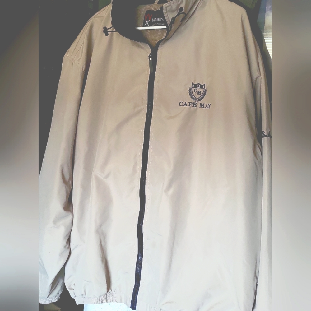 Windbreaker Rain Jacket Men's Size 2 XL Cape May  USA Weather Tex Jacket Tan